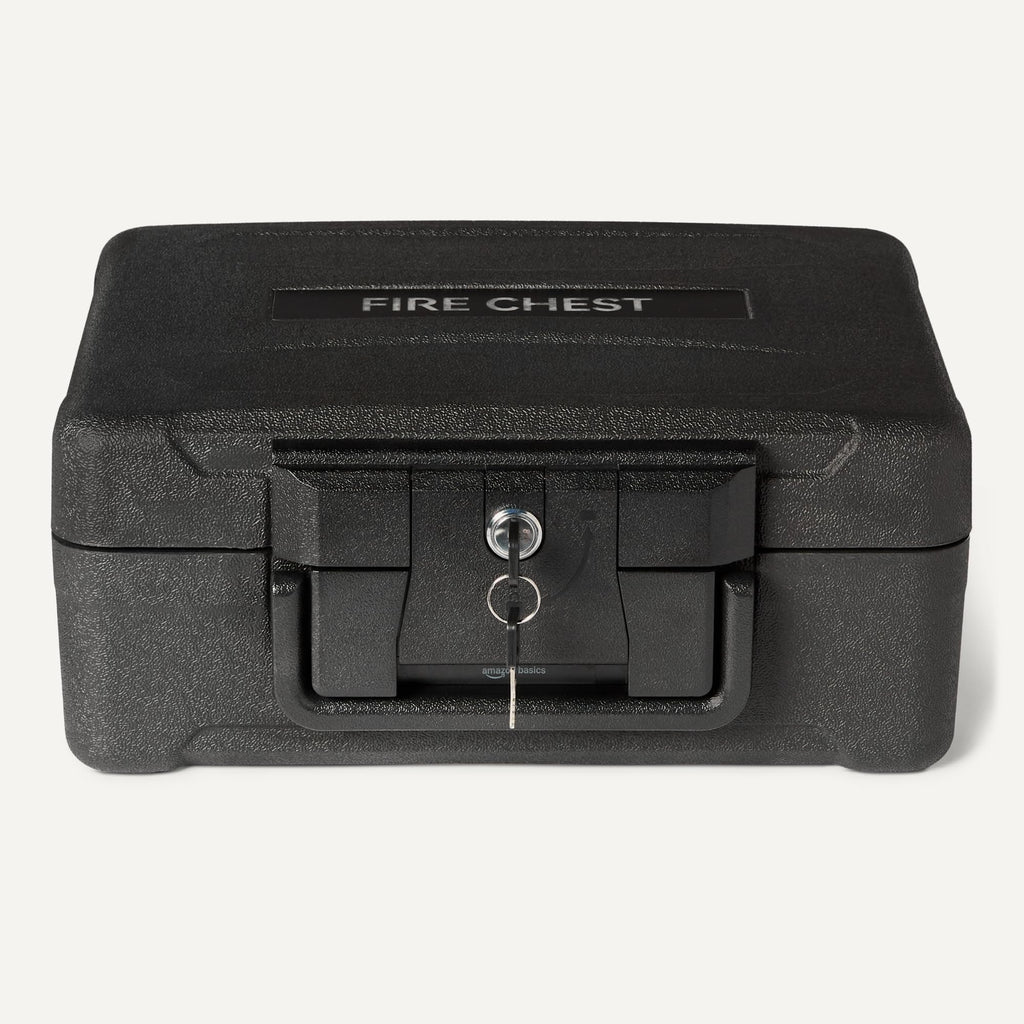 Fire-Resistant Waterproof Fire Chest with Mechanical Key, 0.22 cu. ft, Black Q8448