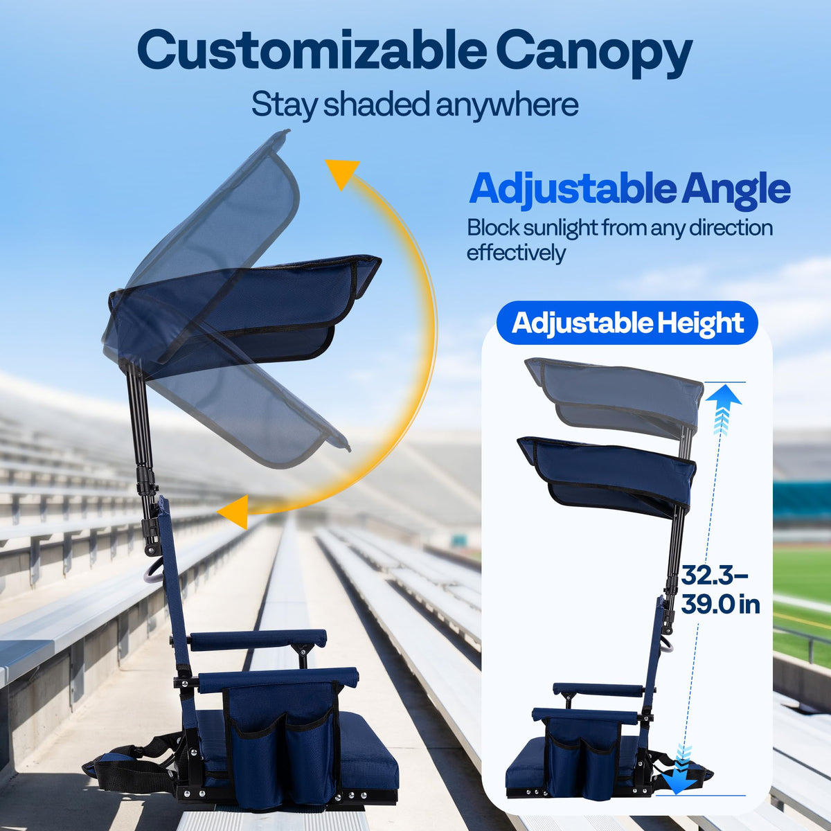 Stadium Seat with Sunshade Canopy and Back Support L462271