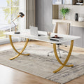 63” Large White and Gold Office Desk F88784