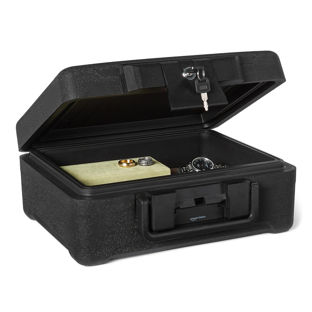 Fire-Resistant Waterproof Fire Chest with Mechanical Key, 0.22 cu. ft, Black Q8448