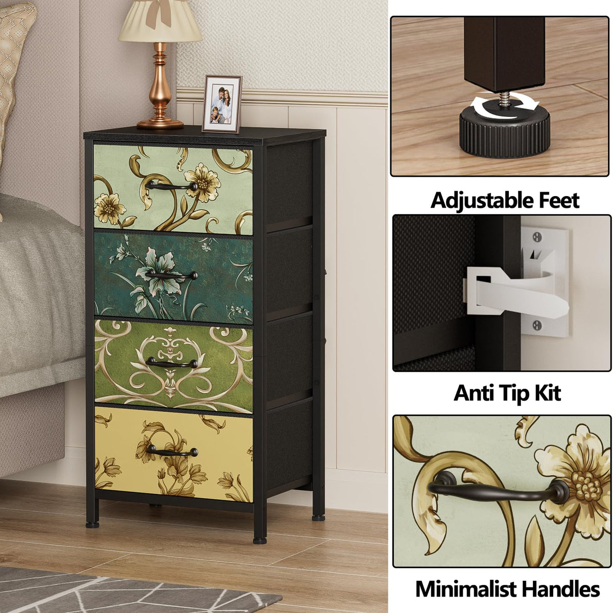 4 Drawer Fabric Dresser J37341