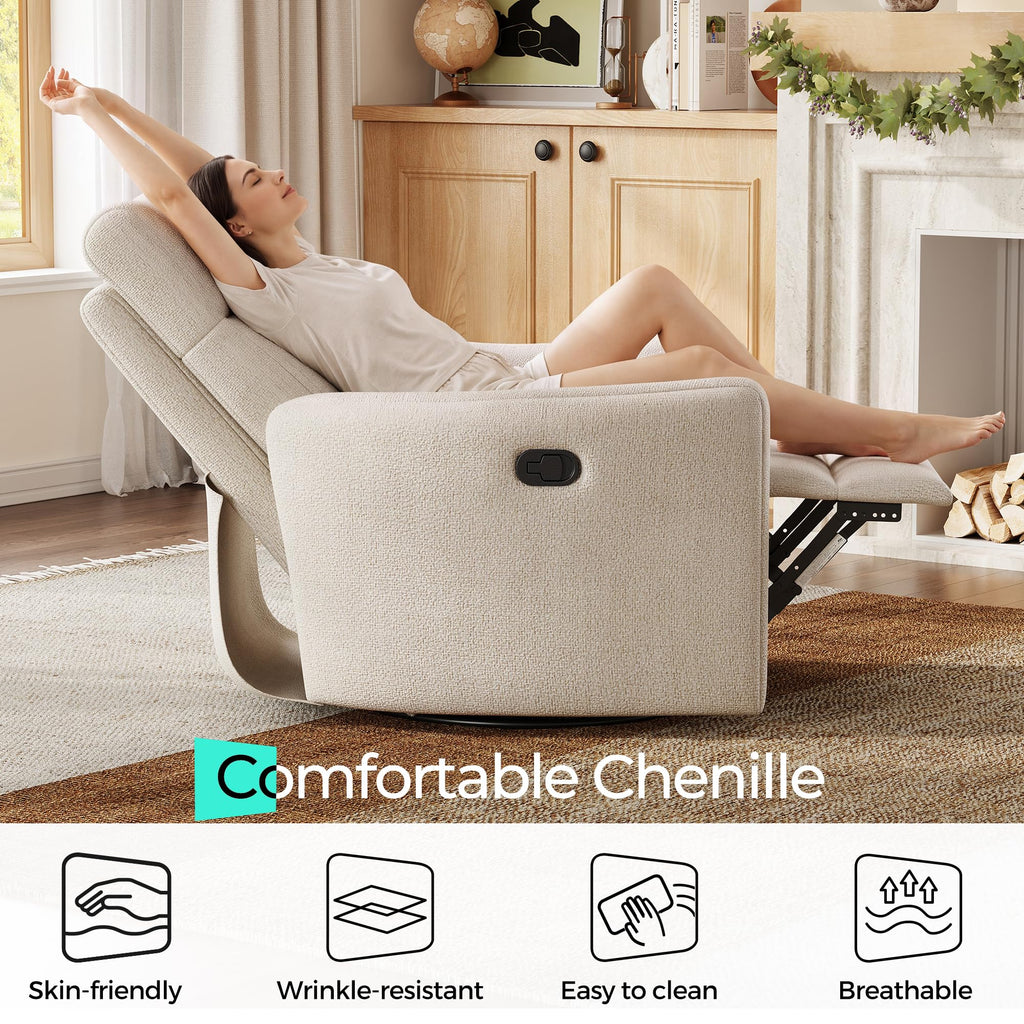 360 Swivel Chenille Recliner Chair with 2 Pillows M230