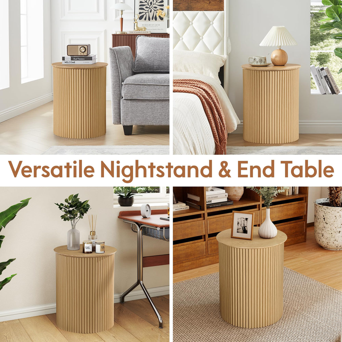 Small Round Wood Side Table Set of 2 R54511