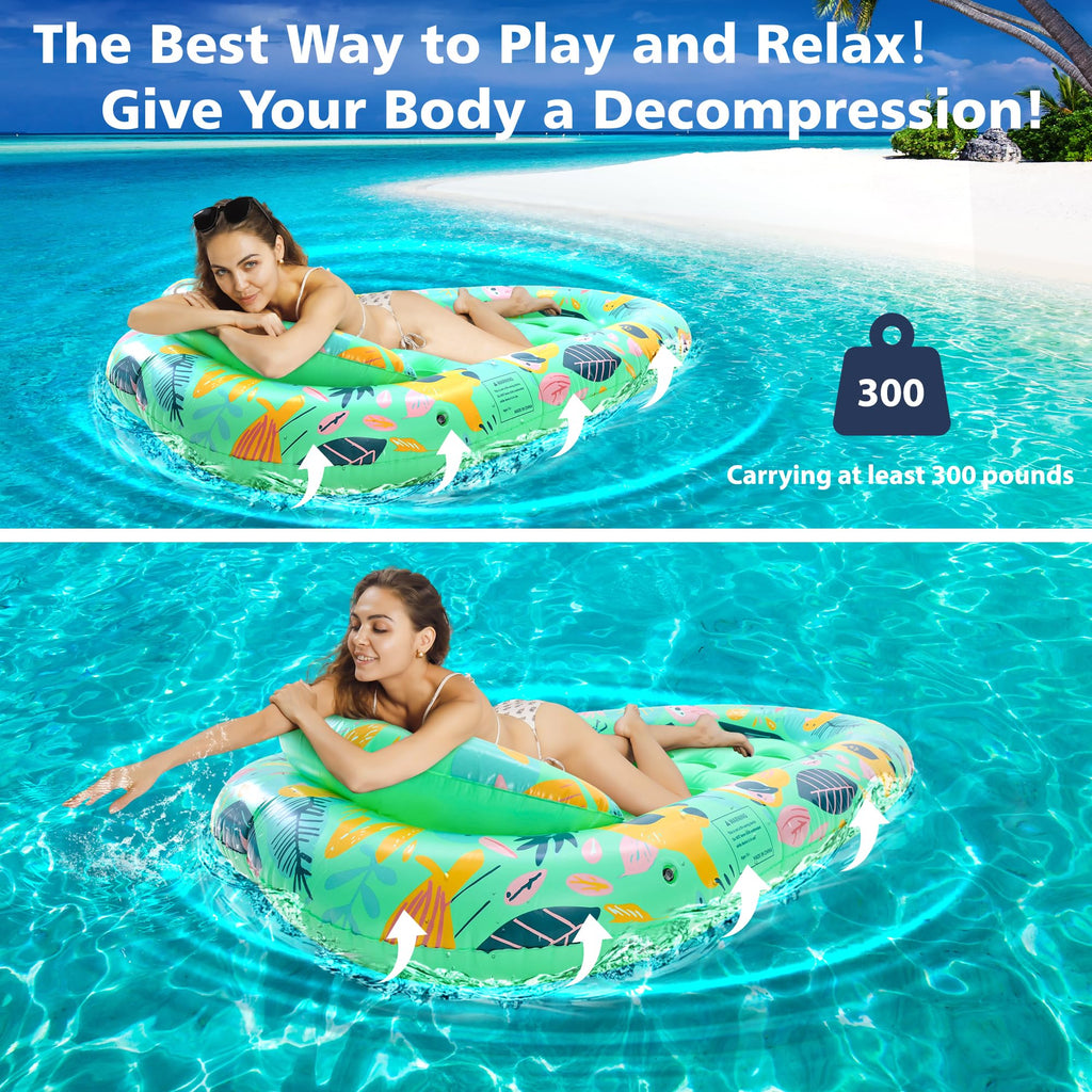 4 Pack Inflatable Pool Float Lounger with Headrest S571885