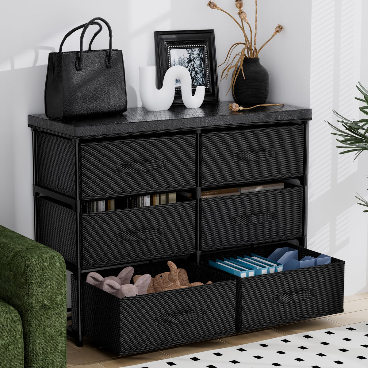6 Drawer Fabric Dresser Storage Tower F80893