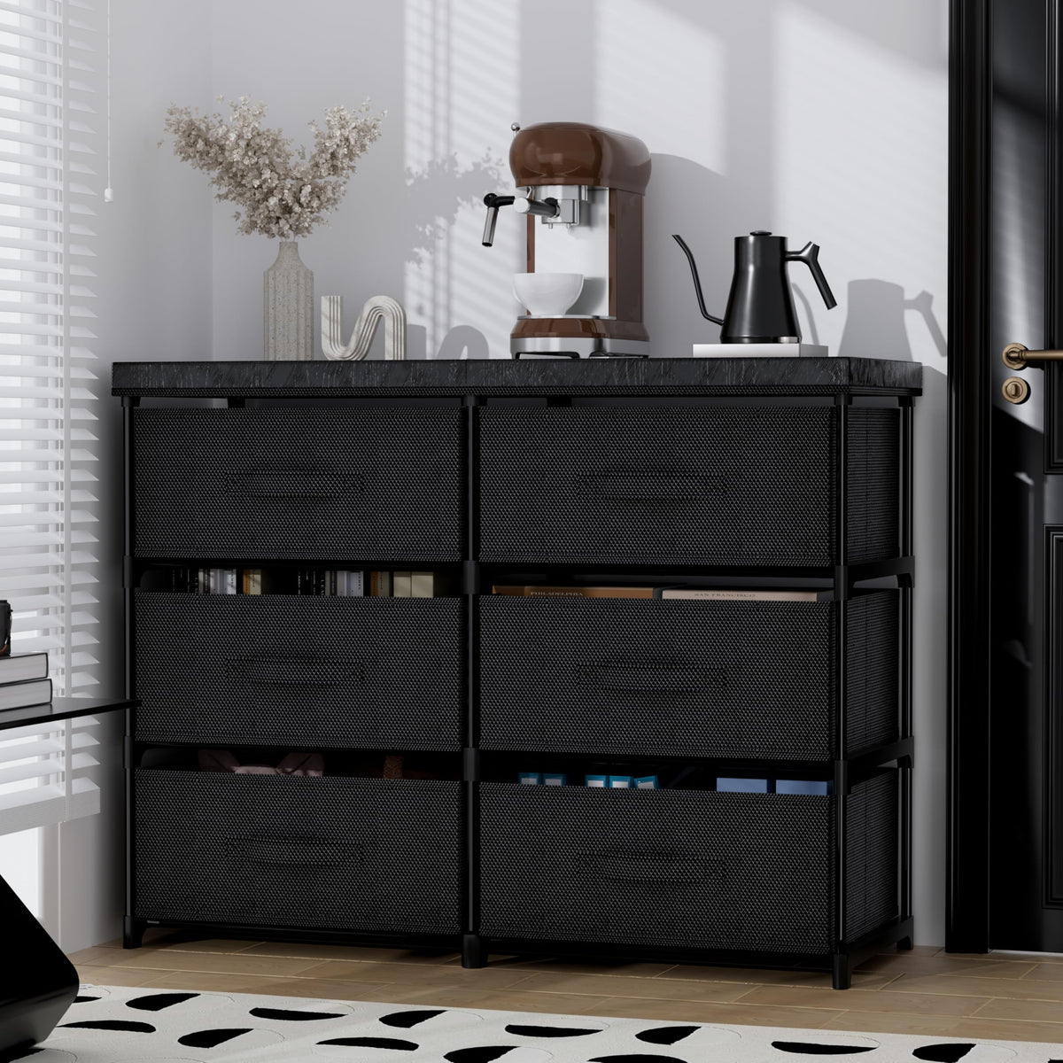 6 Drawer Fabric Dresser Storage Tower F80893