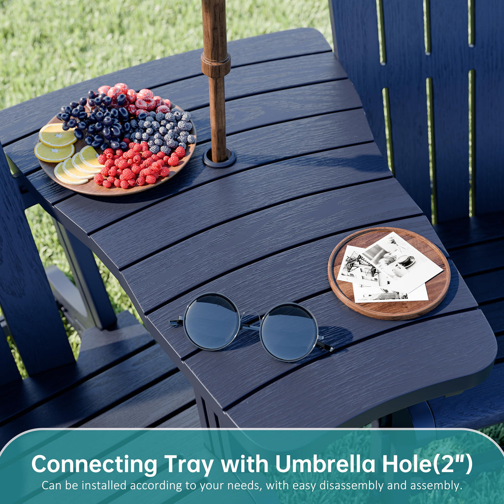 Dark Blue HDPE Adirondack Chairs Set of 2 with Cup Holder E407