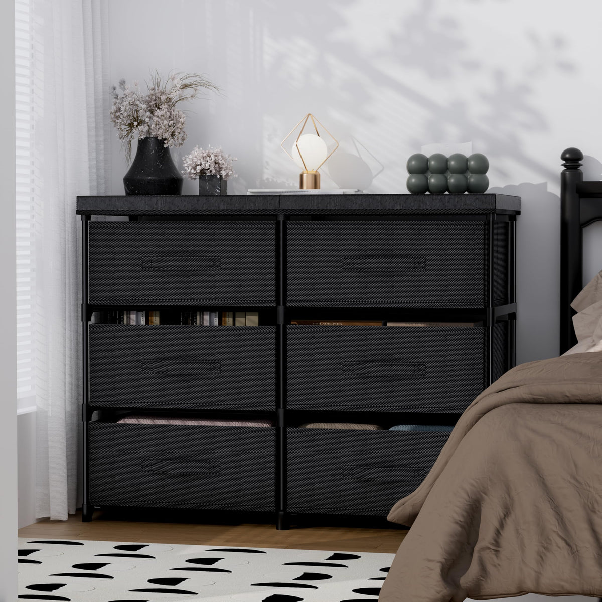 6 Drawer Fabric Dresser Storage Tower F80893