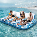 Inflatable Pool Float Lounger with Backrest, Footrest, Cup Holder X129