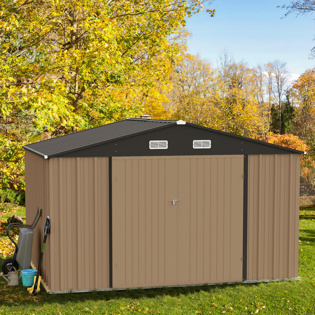 10 x 8 FT Metal Outdoor Storage Shed with Lockable Door K365637