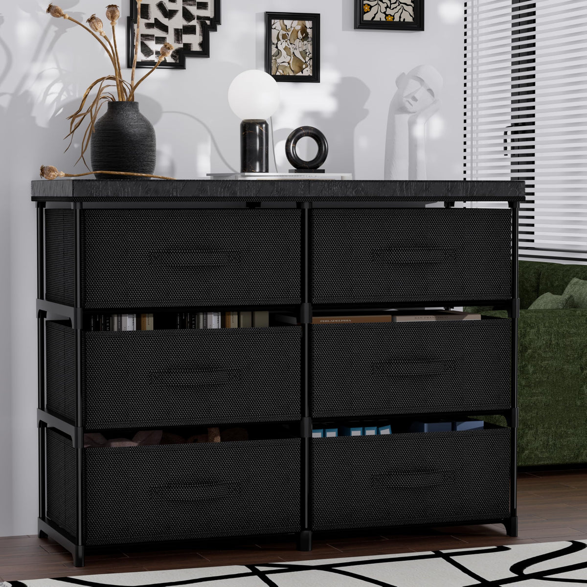 6 Drawer Fabric Dresser Storage Tower F80893